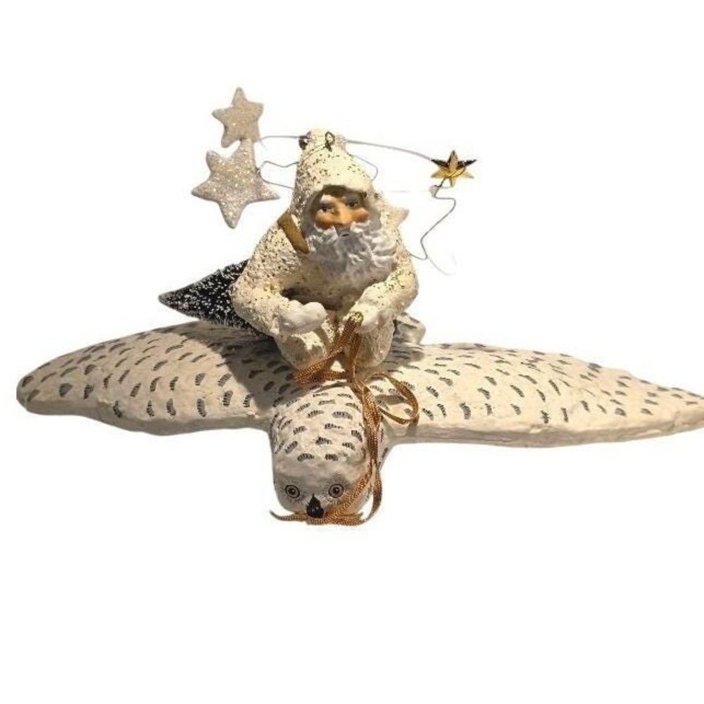 Father Frost Santa Flying Owl Ornament, Retired Dept 56, Christmas Decor 10"
